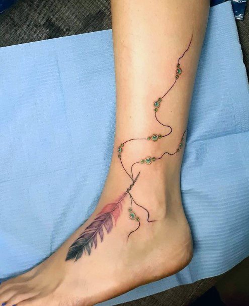 Womens Feet Feather Tattoo