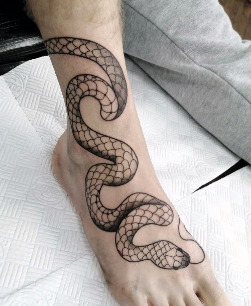 Womens Feet Loopy Snake Tattoo
