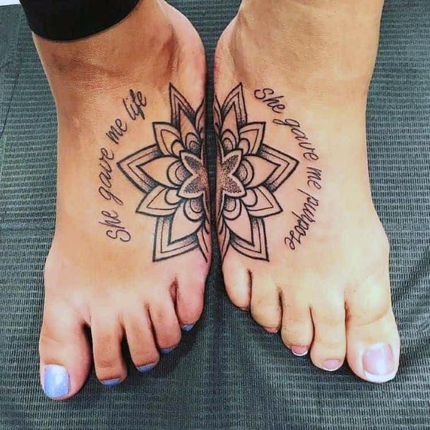 Womens Feet Mother Daughter Mandala Tattoo