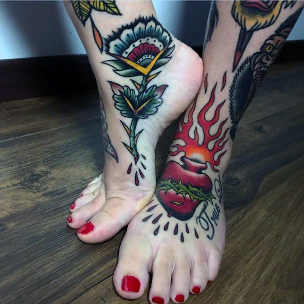 Womens Feet Traditional Tattoo