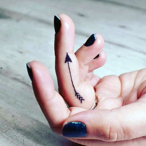 Womens Finger Arrow Tattoo