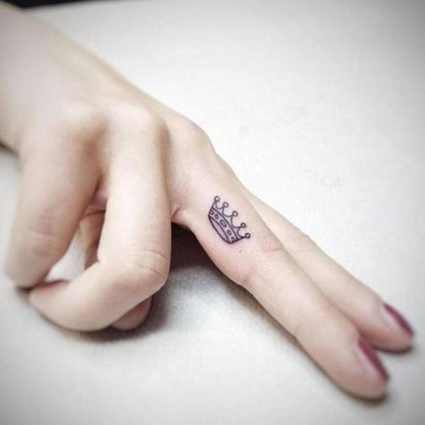 Womens Finger Crown Tattoo