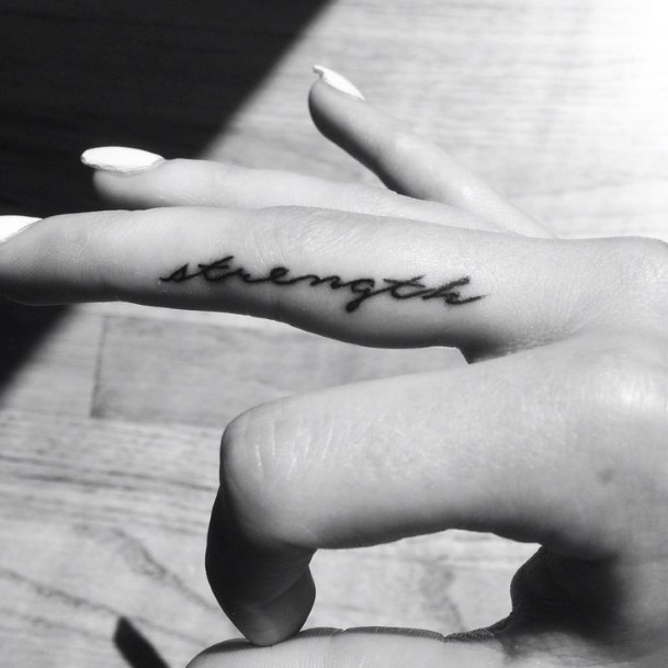 Womens Finger Small Word Tattoo