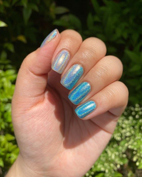 Womens Fingernail Art Blue Ombre Nail