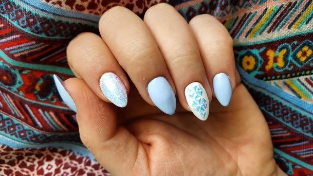 Womens Fingernail Art Blue Winter Nail