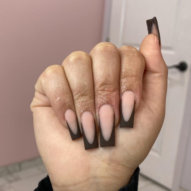 Womens Fingernail Art Brown French Tip Nail