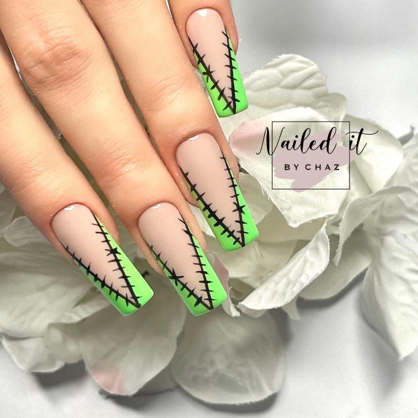 Womens Fingernail Art Frankenstein Nail