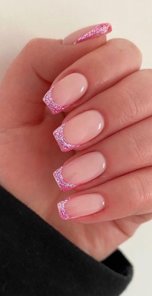 Womens Fingernail Art Glitter French Tip Nail