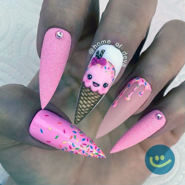 Womens Fingernail Art Ice Cream Nail