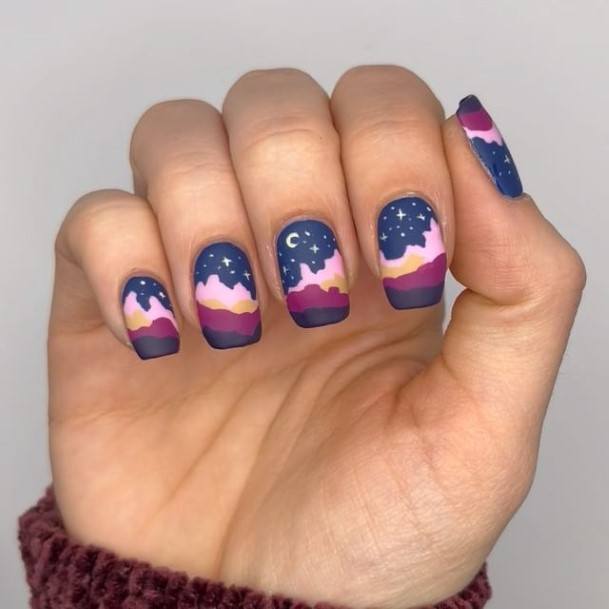 Womens Fingernail Art Landscape Nail