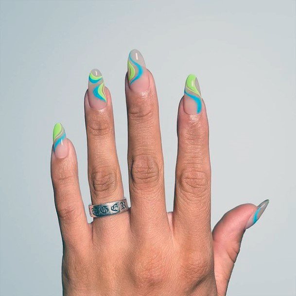 Womens Fingernail Art Light Green Nail