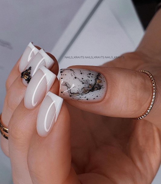 Womens Fingernail Art Nail Designs White Clear