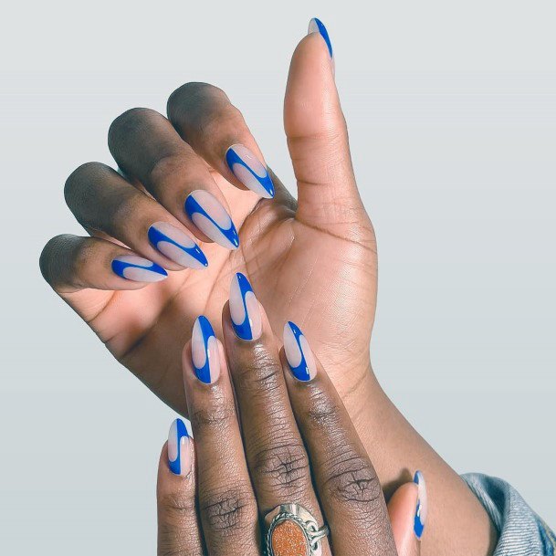 Womens Fingernail Art Navy Blue Dress Nail