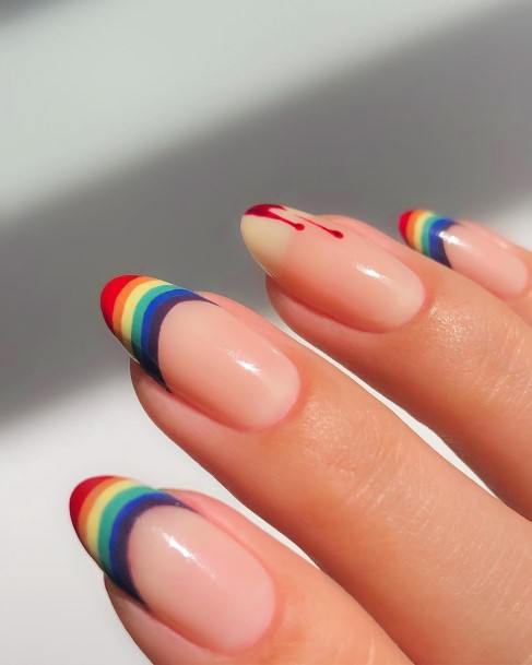 Womens Fingernail Art Rainbow Nail