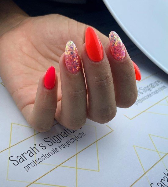 Womens Fingernail Art Red Ombre Nail