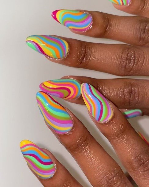 Womens Fingernail Art Tie Dye Nail