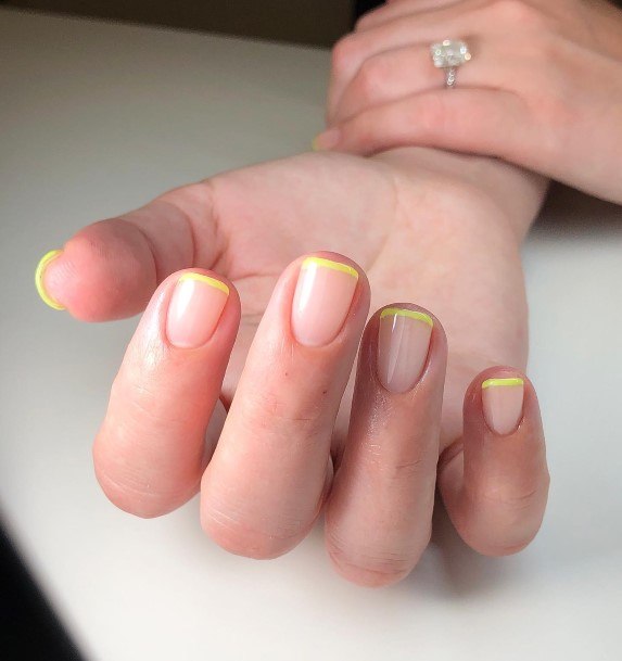 Womens Fingernail Art Yellow French Tip Nail