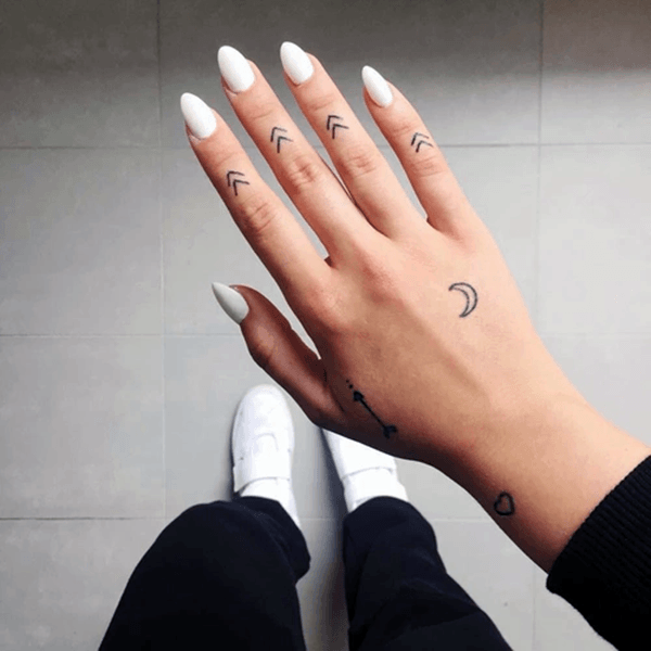 Womens Fingers Arrow Tattoo New Moon