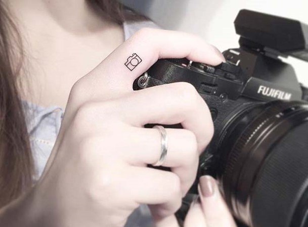 Womens Fingers Camera Tattoo