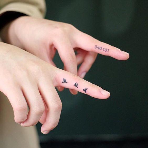Womens Fingers Flying Bird Tattoo