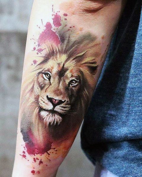 Womens Flamboyant Lion Tattoo On Arms