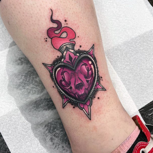 Womens Flaming Heart Girly Tattoo Designs