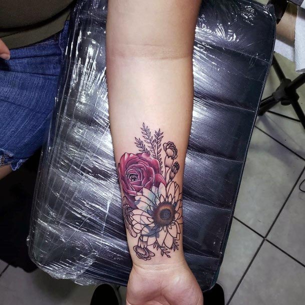 Womens Floral Rose Tattoo Wrist