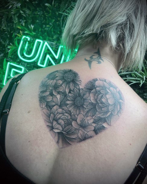 Womens Flower Heart Good Looking Tattoos