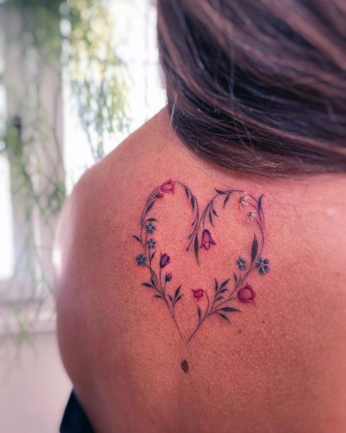 Womens Flower Heart Super Tattoo Designs