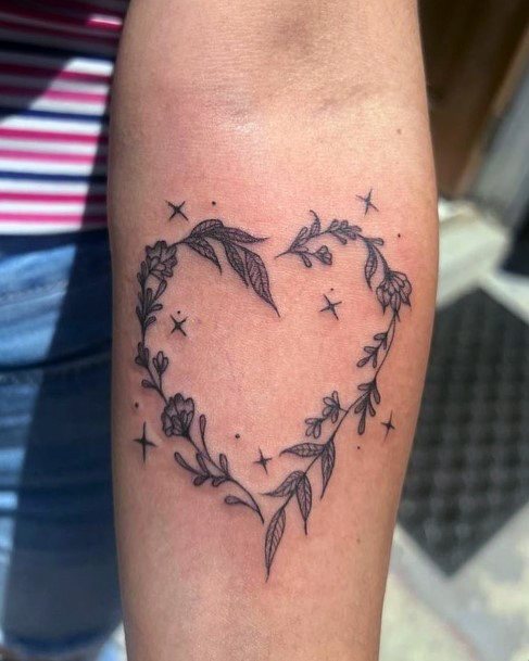 Womens Flower Heart Tattoo Ideas