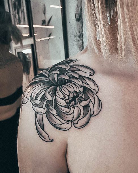 Womens Flower Shoulder Girly Tattoo Designs