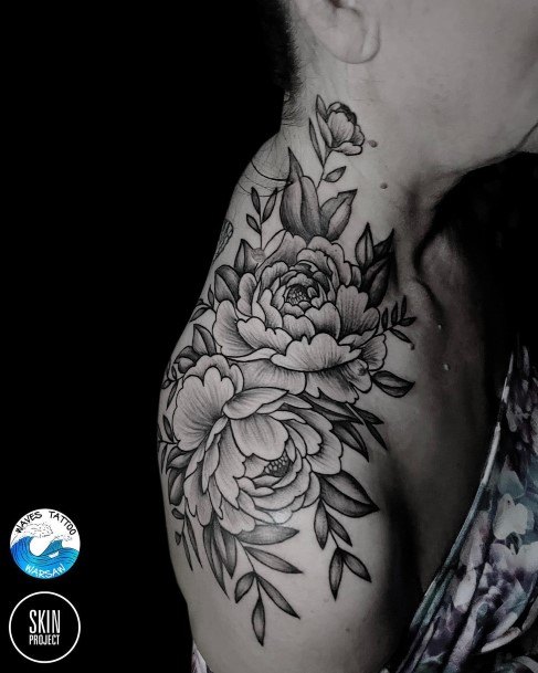 Womens Flower Shoulder Tattoo Ideas