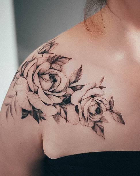 Womens Flower Shoulder Tattoos