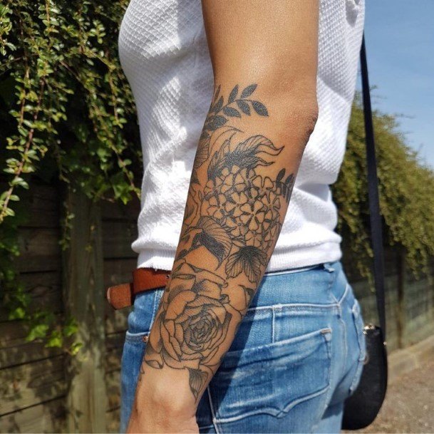 Womens Flower Tattoo Forearms