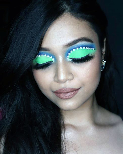 Womens Fluroscent Blue And Green Eyeshadow