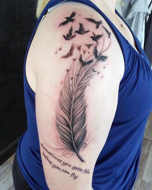 feather and birds tattoo