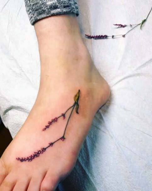 Womens Foot Tattoo Thin Stalks