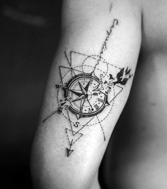 Womens Forearm Old Compass Tattoo