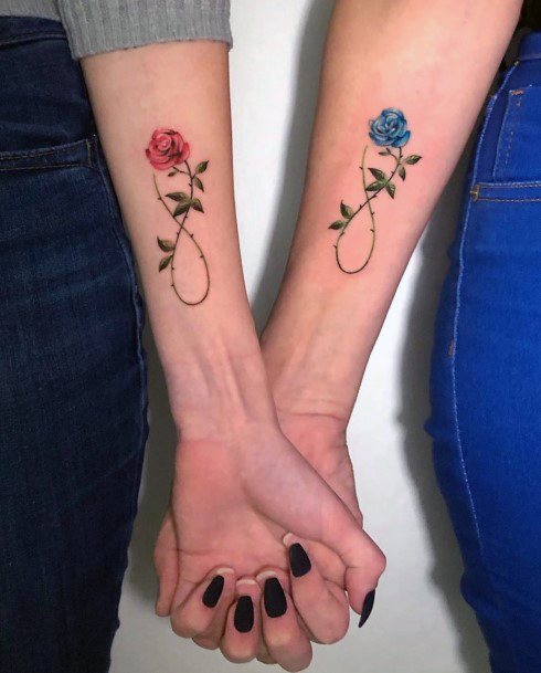 Womens Forearms Brilliant Rose Sister Tattoo