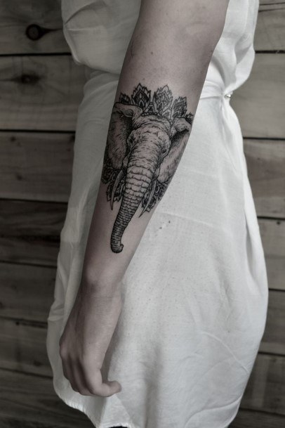 Womens Forearms Elephant Tattoo
