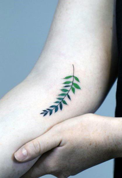 Womens Forearms Green Leaves Tattoo Cute