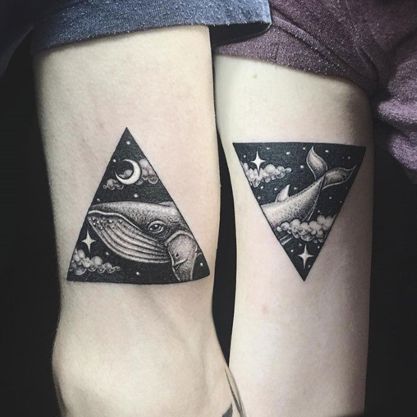 Womens Forearms Matching Triangular Frame Tattoo