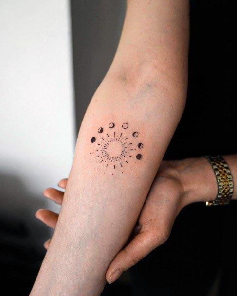 Womens Forearms Phases Of Moon Simple Tattoo