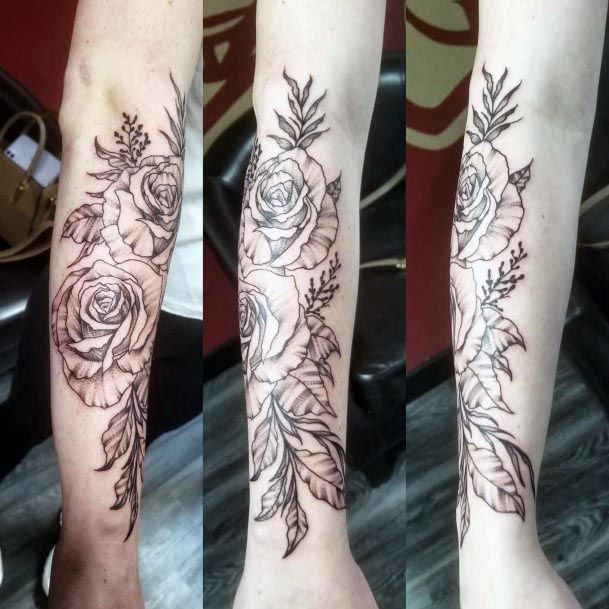 Womens Forearms Roses Tattoo