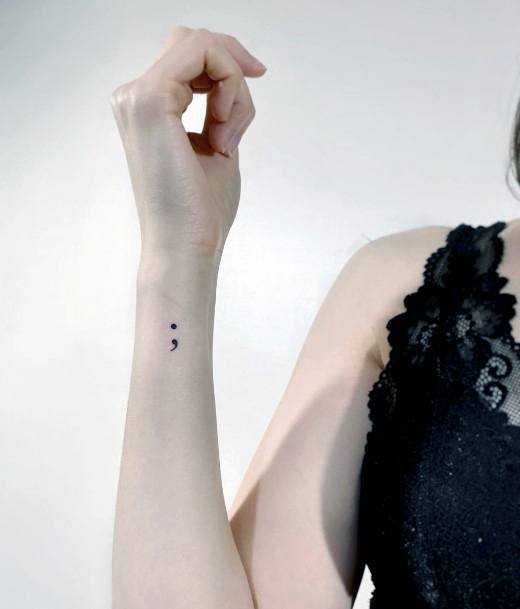 Womens Forearms Semicolon Tattoo