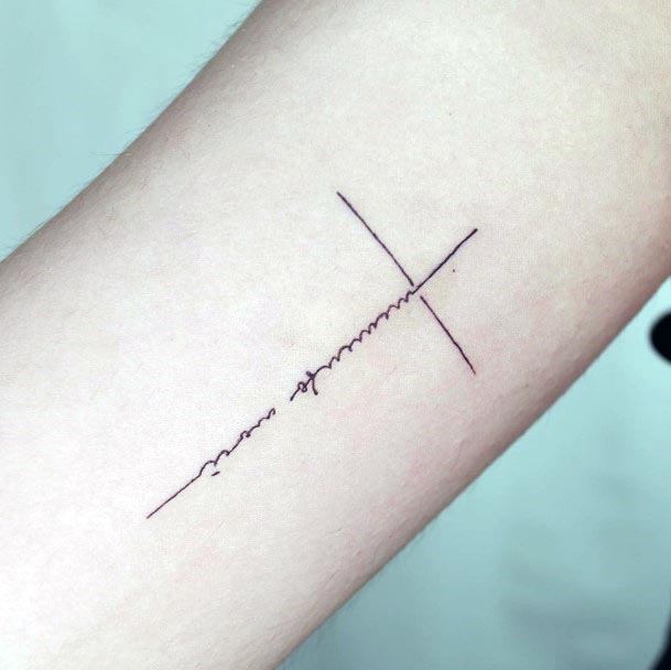 Womens Forearms Simple Lines Tattoo