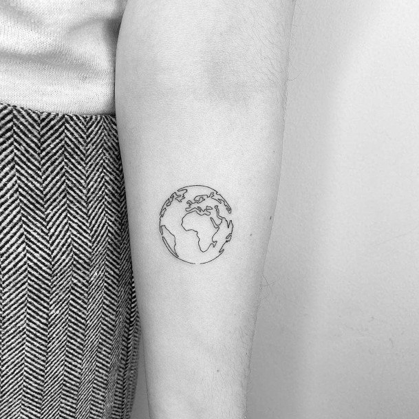 Womens Forearms Small Globe Tattoo