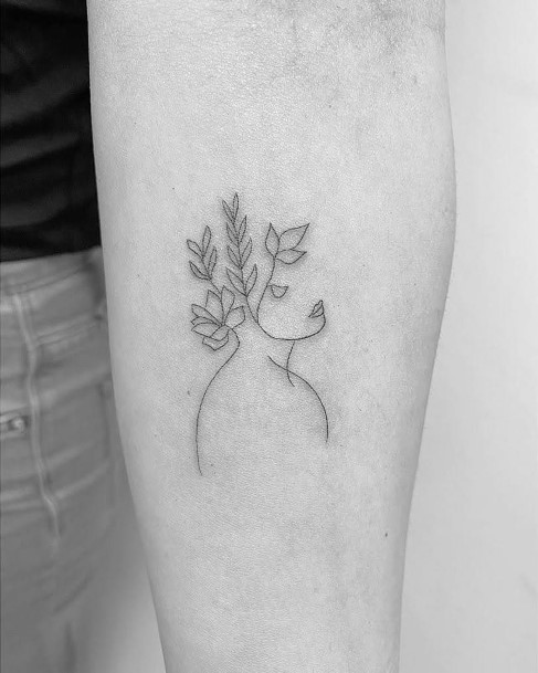 Womens Forearms Small Plant Tattoo