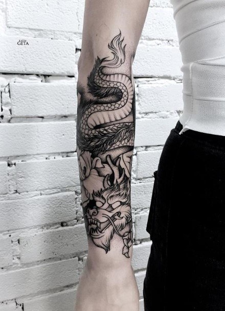 Womens Forearms Snake Tattoo