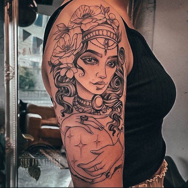 Womens Fortune Teller Super Tattoo Designs